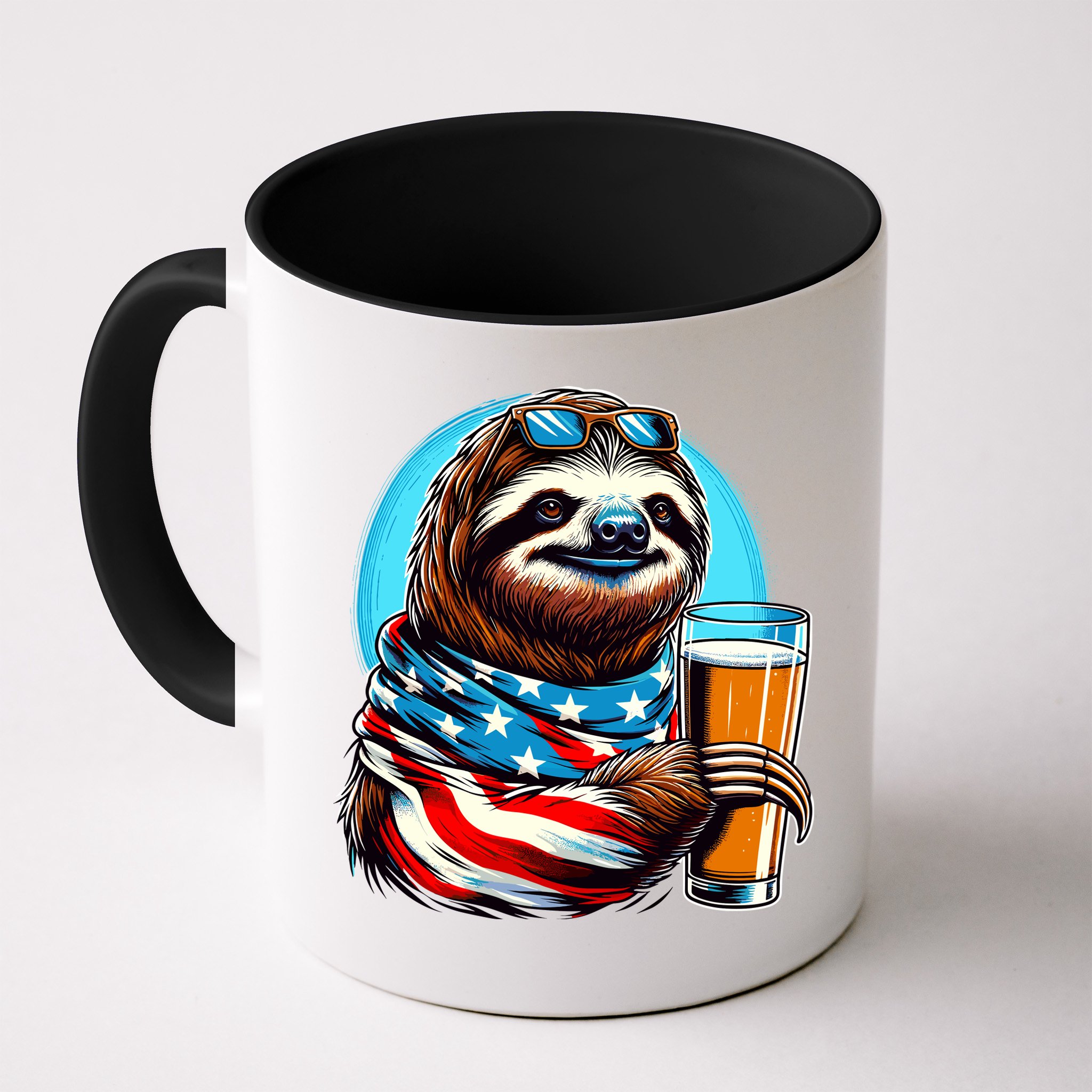 Sloth Holding Beer Usa Flag Mug