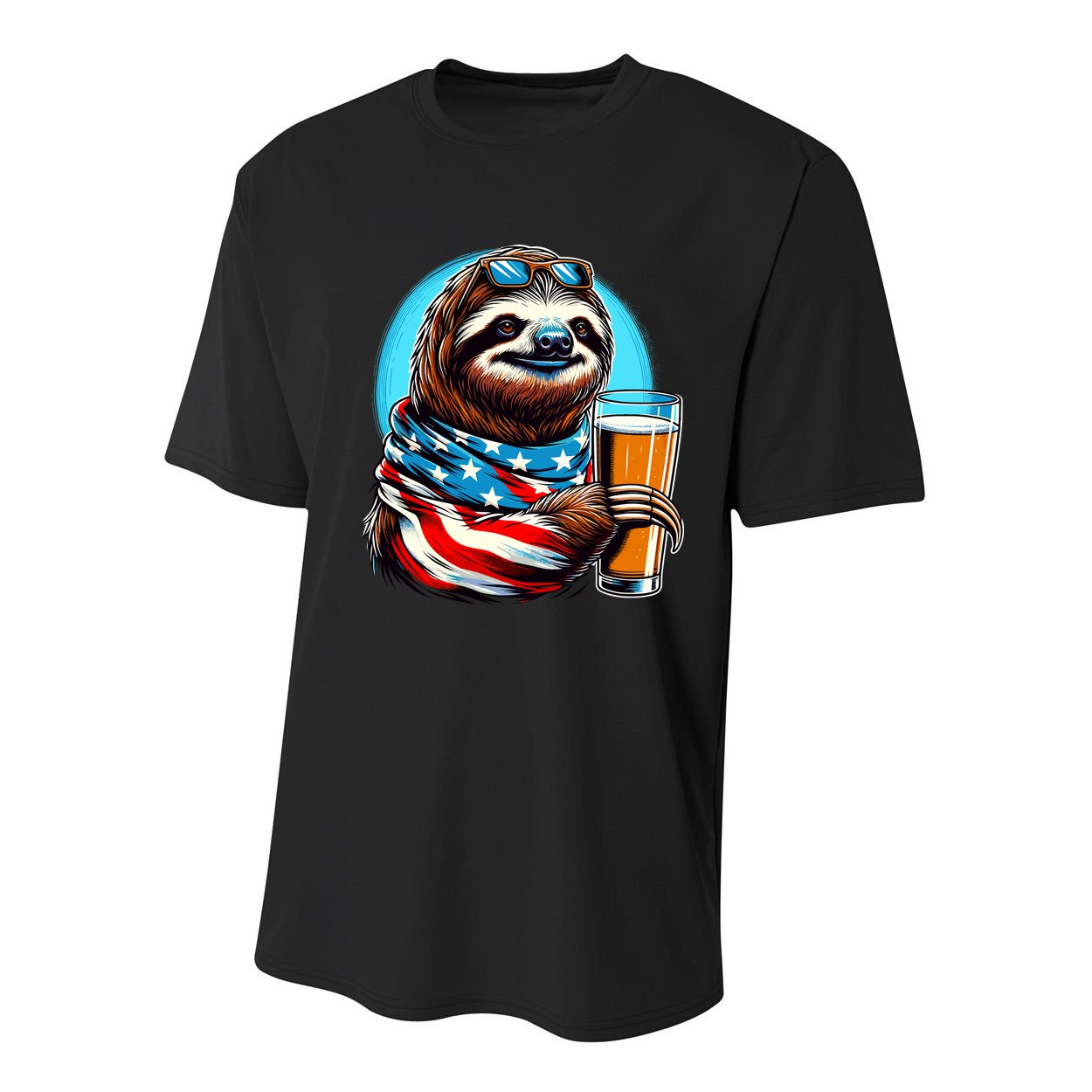 Sloth Holding Beer Usa Flag Youth Performance Sprint T-Shirt