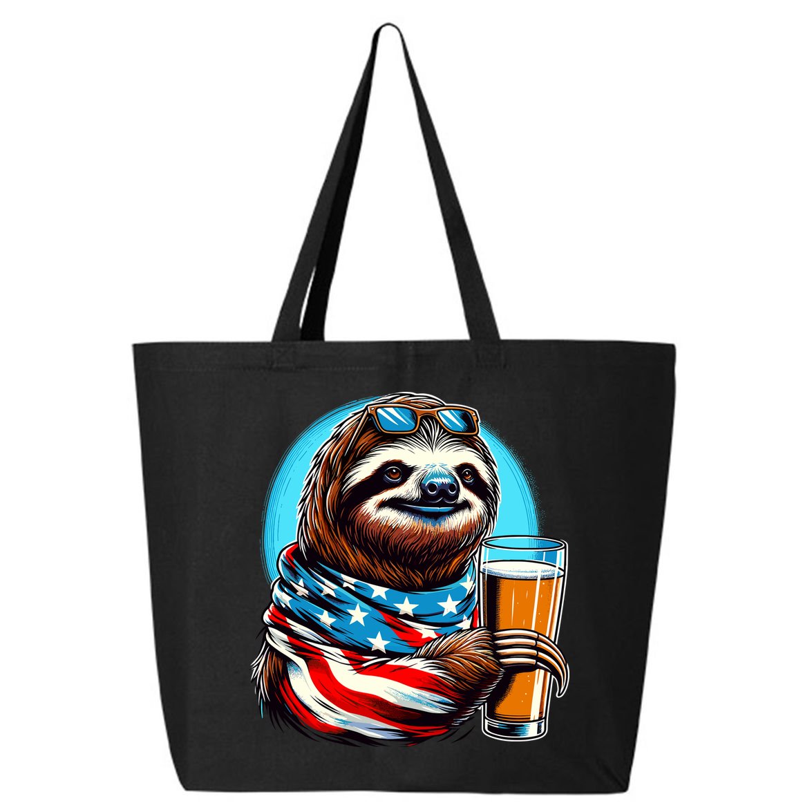 Sloth Holding Beer Usa Flag 25L Jumbo Tote
