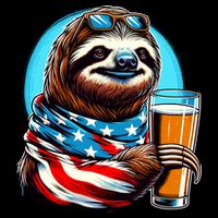 Sloth Holding Beer Usa Flag Baby Bodysuit