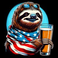 Sloth Holding Beer Usa Flag Womens T-Shirt