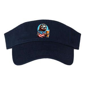 Sloth Holding Beer Usa Flag Valucap Bio-Washed Visor