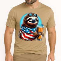 Sloth Holding Beer Usa Flag Cooling Performance Crew T-Shirt