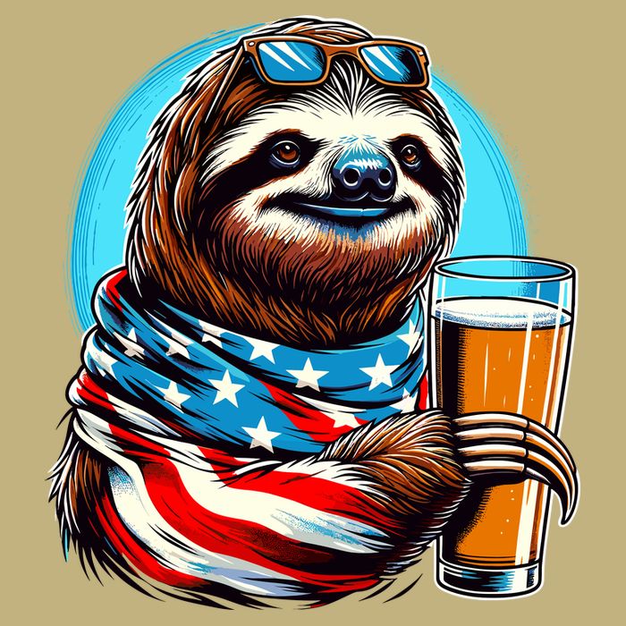 Sloth Holding Beer Usa Flag Cooling Performance Crew T-Shirt