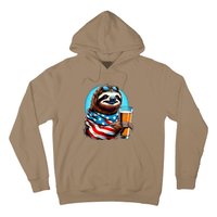 Sloth Holding Beer Usa Flag Hoodie