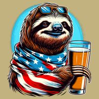 Sloth Holding Beer Usa Flag T-Shirt