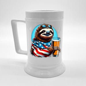 Sloth Holding Beer Usa Flag Beer Stein