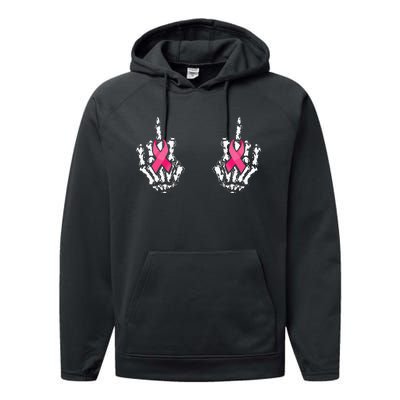 Skeleton Hand Breast Cancer Awareness Performance Fleece Hoodie