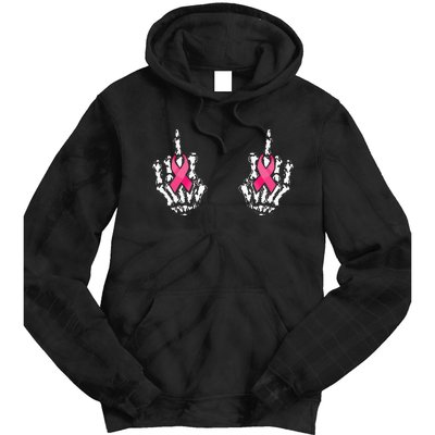 Skeleton Hand Breast Cancer Awareness Tie Dye Hoodie