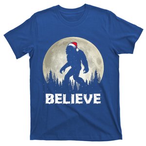 Santa Hat Bigfoot Believe Christmas Lights Rock Sasquatch  T-Shirt