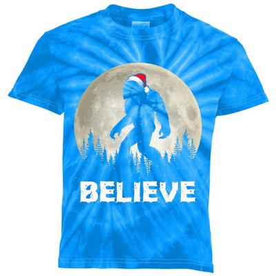 Santa Hat Bigfoot Believe Christmas Lights Rock Sasquatch  Kids Tie-Dye T-Shirt