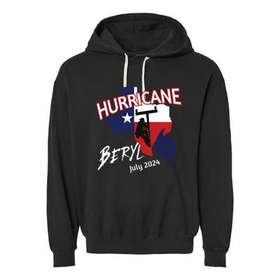 Storm Hurricane Beryl Texas Hurricane Hurricane 2024 Journeyman Linem Garment-Dyed Fleece Hoodie