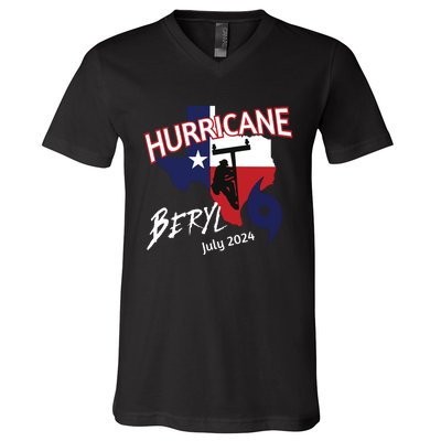 Storm Hurricane Beryl Texas Hurricane Hurricane 2024 Journeyman Linem V-Neck T-Shirt