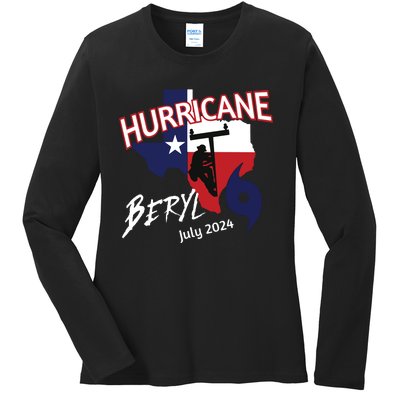 Storm Hurricane Beryl Texas Hurricane Hurricane 2024 Journeyman Linem Ladies Long Sleeve Shirt