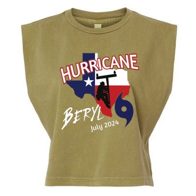 Storm Hurricane Beryl Texas Hurricane Hurricane 2024 Journeyman Linem Garment-Dyed Women's Muscle Tee