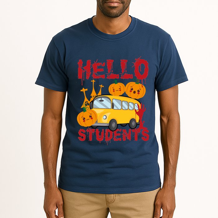 Spooky Halloween Bus Operator Student Driver Hello Students Tall T-Shirt