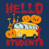 Spooky Halloween Bus Operator Student Driver Hello Students Tall T-Shirt