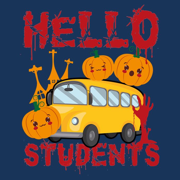 Spooky Halloween Bus Operator Student Driver Hello Students 16 in Basic Backpack