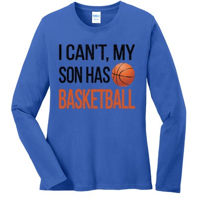 Son Has Basketball Mom Basketball Player Mom Gift Ladies Long Sleeve Shirt