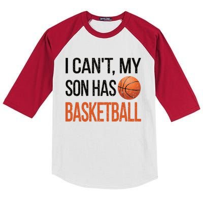 Son Has Basketball Mom Basketball Player Mom Gift Kids Colorblock Raglan Jersey