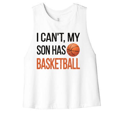 Son Has Basketball Mom Basketball Player Mom Gift Women's Racerback Cropped Tank