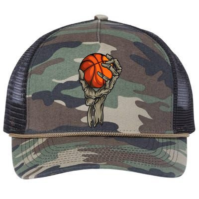 Skeleton Hand Basketball Funny Halloween Retro Rope Trucker Hat Cap