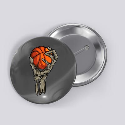 Skeleton Hand Basketball Funny Halloween Button