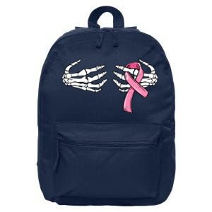 Skeleton Hands Breast Cancer Awareness Pink Ribbon Gift 16 in Basic Backpack