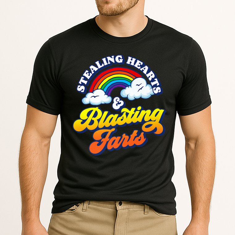 Stealing Hearts Blasting Farts Gift Funny Rainbow Valentines Gift Cooling Performance Crew T-Shirt