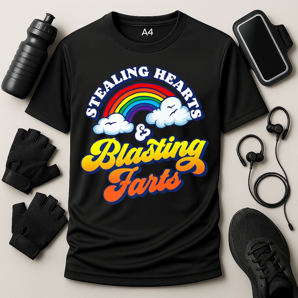 Stealing Hearts Blasting Farts Gift Funny Rainbow Valentines Gift Cooling Performance Crew T-Shirt