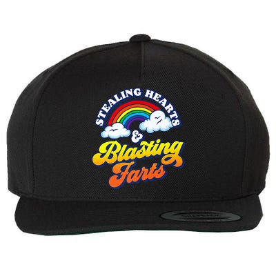 Stealing Hearts Blasting Farts Gift Funny Rainbow Valentines Gift Wool Snapback Cap