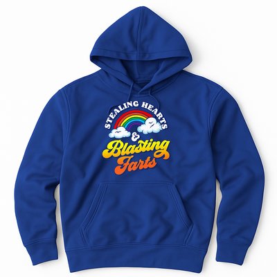 Stealing Hearts Blasting Farts Gift Funny Rainbow Valentines Gift Hoodie