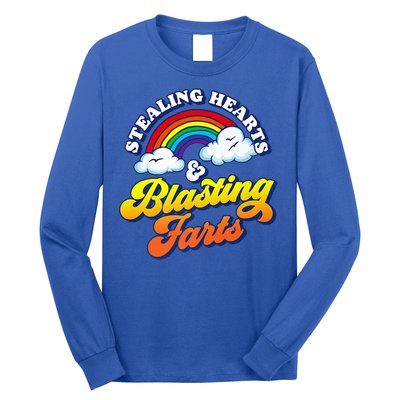 Stealing Hearts Blasting Farts Gift Funny Rainbow Valentines Gift Long Sleeve Shirt