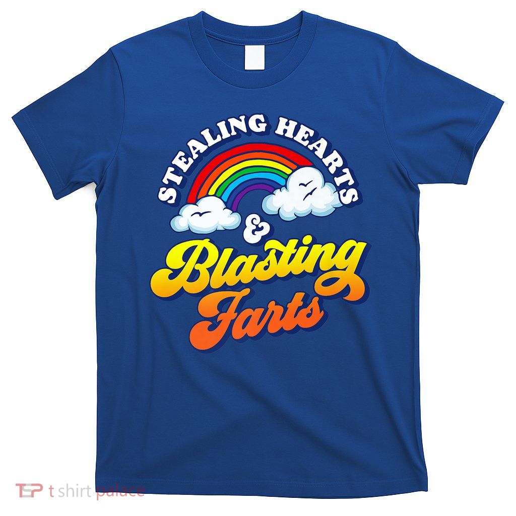 Stealing Hearts Blasting Farts Gift Funny Rainbow Valentines Gift T-Shirt