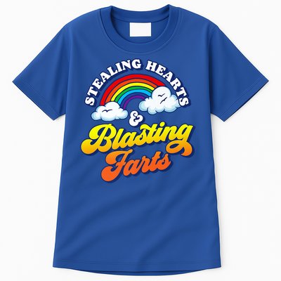 Stealing Hearts Blasting Farts Gift Funny Rainbow Valentines Gift Tall T-Shirt