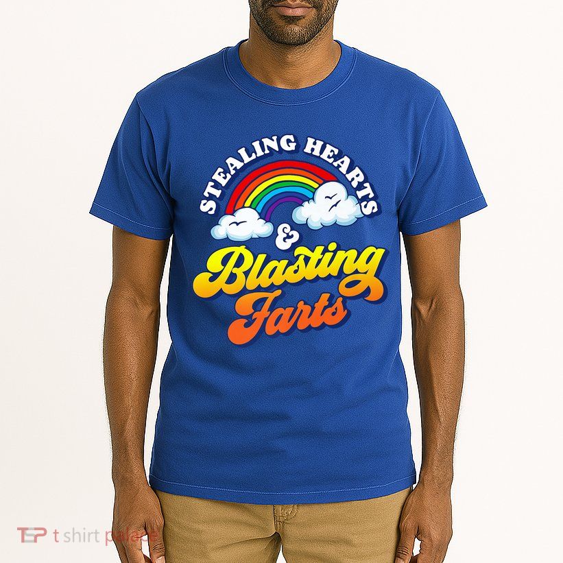 Stealing Hearts Blasting Farts Gift Funny Rainbow Valentines Gift Tall T-Shirt