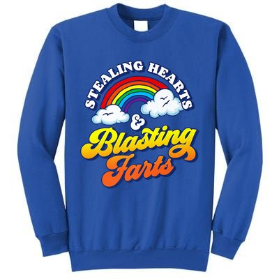 Stealing Hearts Blasting Farts Gift Funny Rainbow Valentines Gift Tall Sweatshirt