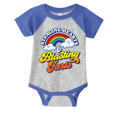 Stealing Hearts Blasting Farts Gift Funny Rainbow Valentines Gift Infant Baby Jersey Bodysuit