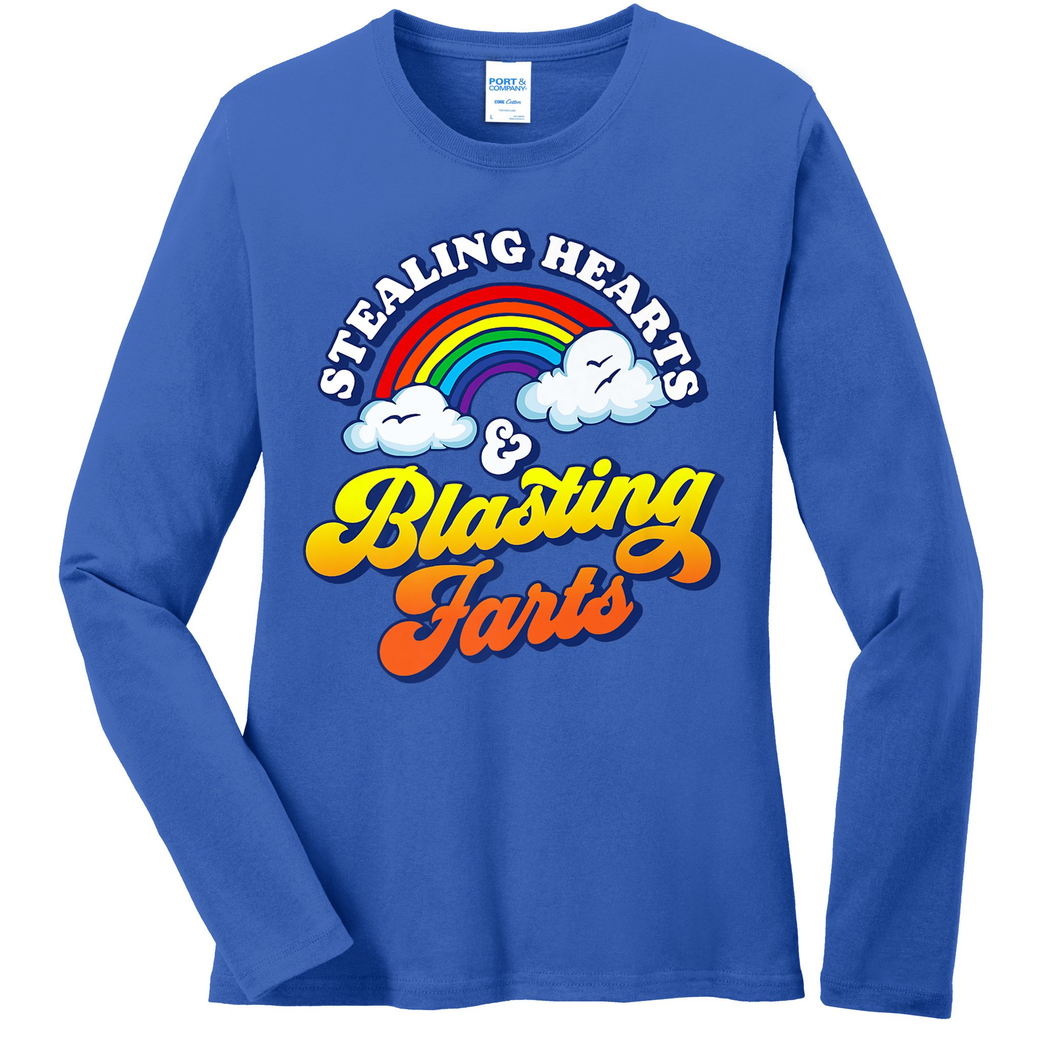 Stealing Hearts Blasting Farts Gift Funny Rainbow Valentines Gift Ladies Long Sleeve Shirt