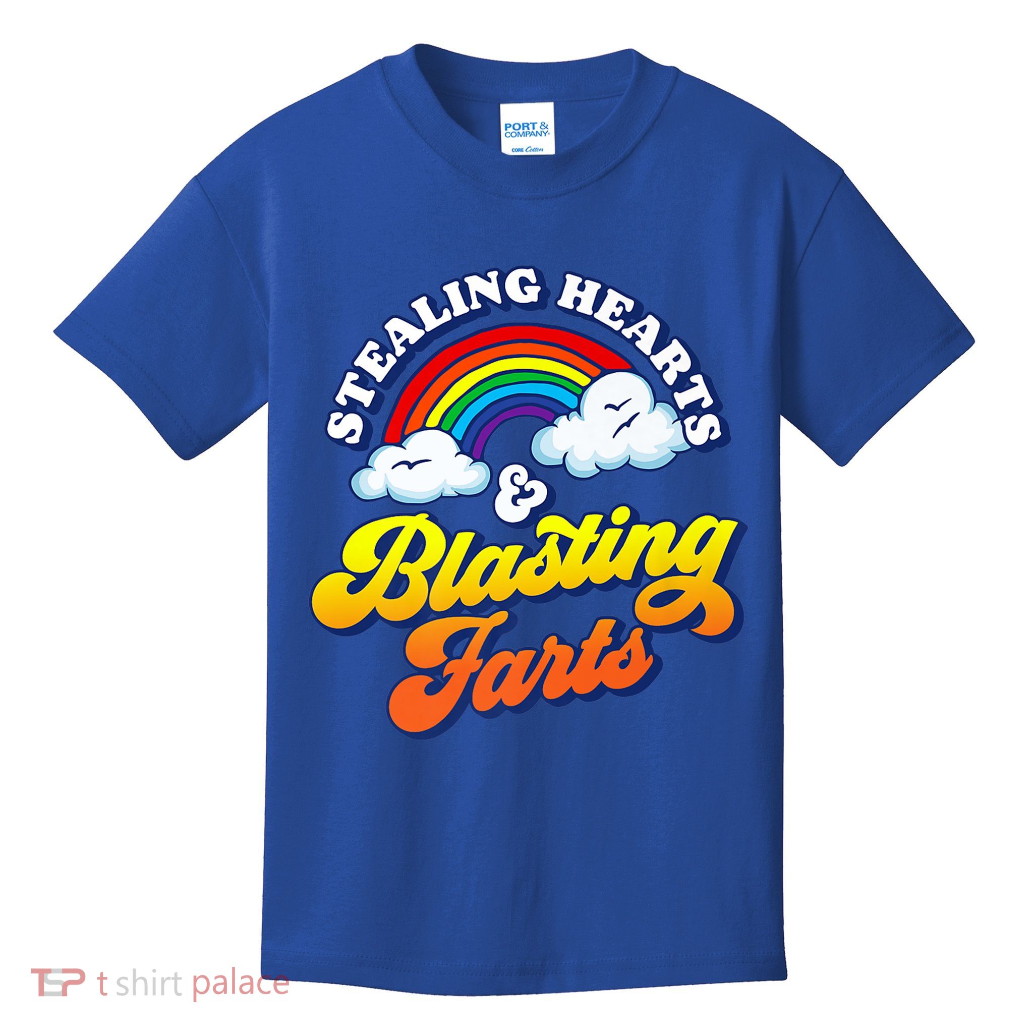 Stealing Hearts Blasting Farts Gift Funny Rainbow Valentines Gift Kids T-Shirt