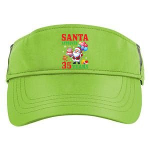 Santa Holding Birthday Cake And Balloons Approved 35 Years Old Great Gift Adult Drive Performance Visor