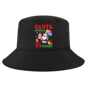 Santa Holding Birthday Cake And Balloons Approved 35 Years Old Great Gift Cool Comfort Performance Bucket Hat