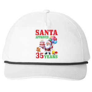 Santa Holding Birthday Cake And Balloons Approved 35 Years Old Great Gift Snapback Five-Panel Rope Hat