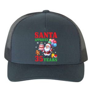 Santa Holding Birthday Cake And Balloons Approved 35 Years Old Great Gift Yupoong Adult 5-Panel Trucker Hat