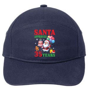 Santa Holding Birthday Cake And Balloons Approved 35 Years Old Great Gift 7-Panel Snapback Hat