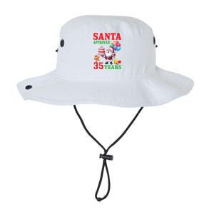 Santa Holding Birthday Cake And Balloons Approved 35 Years Old Great Gift Legacy Cool Fit Booney Bucket Hat