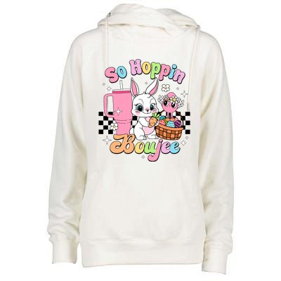 So Hoppin Boujee Cute Bunny Easter Day Easter Egg Womens Funnel Neck Pullover Hood