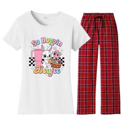 So Hoppin Boujee Cute Bunny Easter Day Easter Egg Women's Flannel Pajama Set