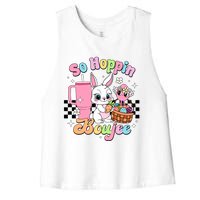 So Hoppin Boujee Cute Bunny Easter Day Easter Egg Women's Racerback Cropped Tank