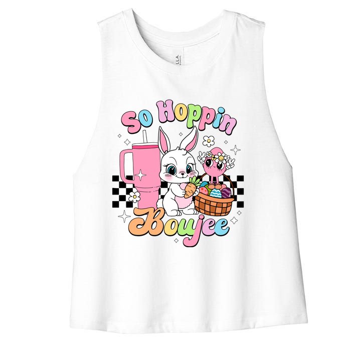 So Hoppin Boujee Cute Bunny Easter Day Easter Egg Women's Racerback Cropped Tank